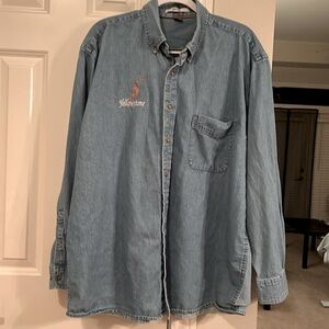 CAT’S EYE MEN’S BLUE DENIM LONG SLEEVE SHIRT 
SIZE 2X